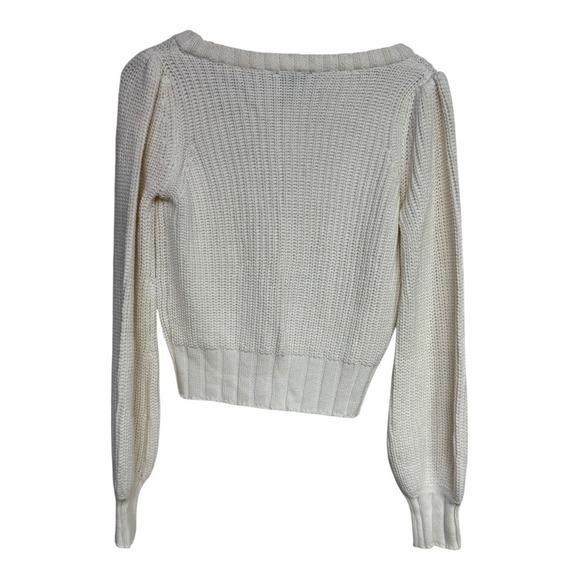 Harper New York Cream Floral Embroidered Button Front Cropped Cardigan Sweater S - Picture 2 of 8